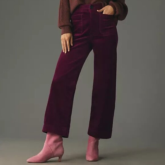 Anthropologie Pants - NWT Anthropologie Maeve Colette Cropped Wide Leg Corduroy Pants Violet Size 27